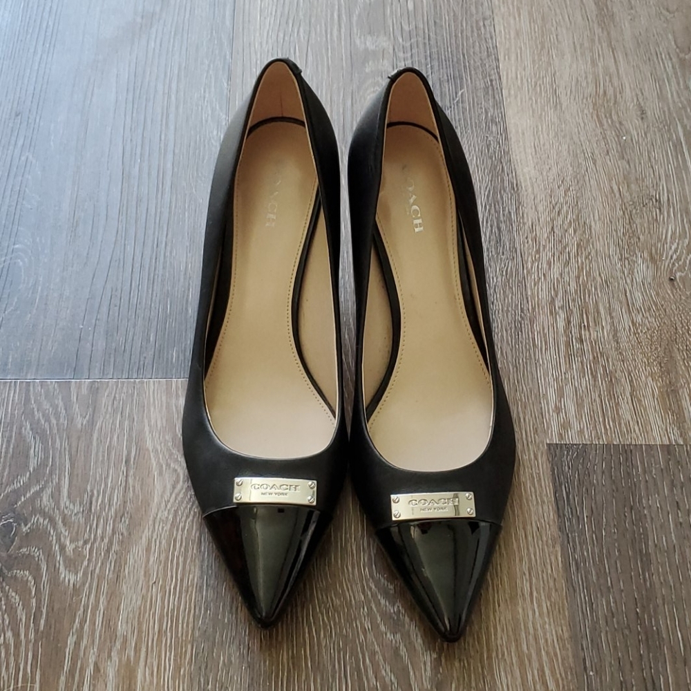 Gently Used black stilleto Coach heels